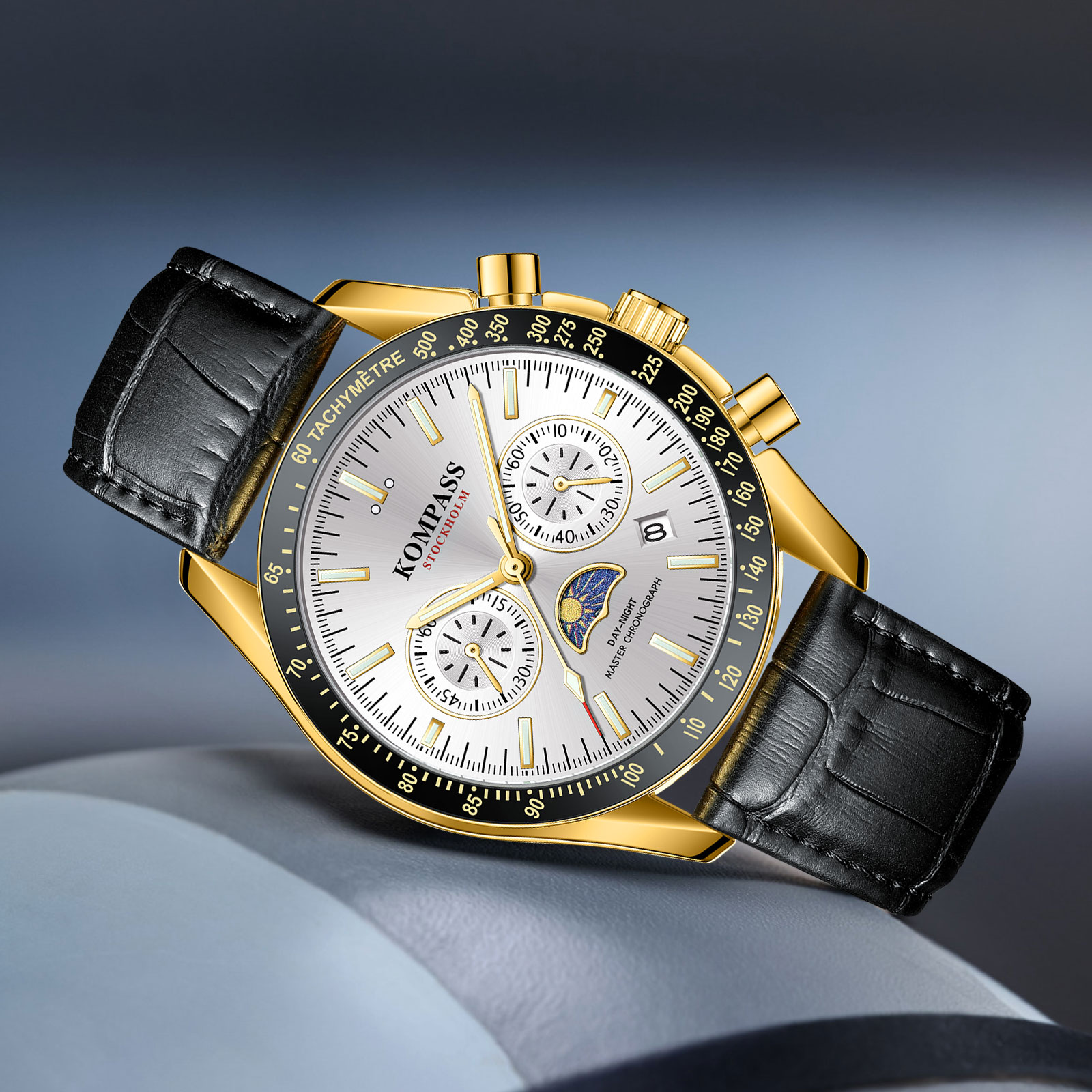 Kompass Day-Night Master Chronograph Gold Silver Black - 4