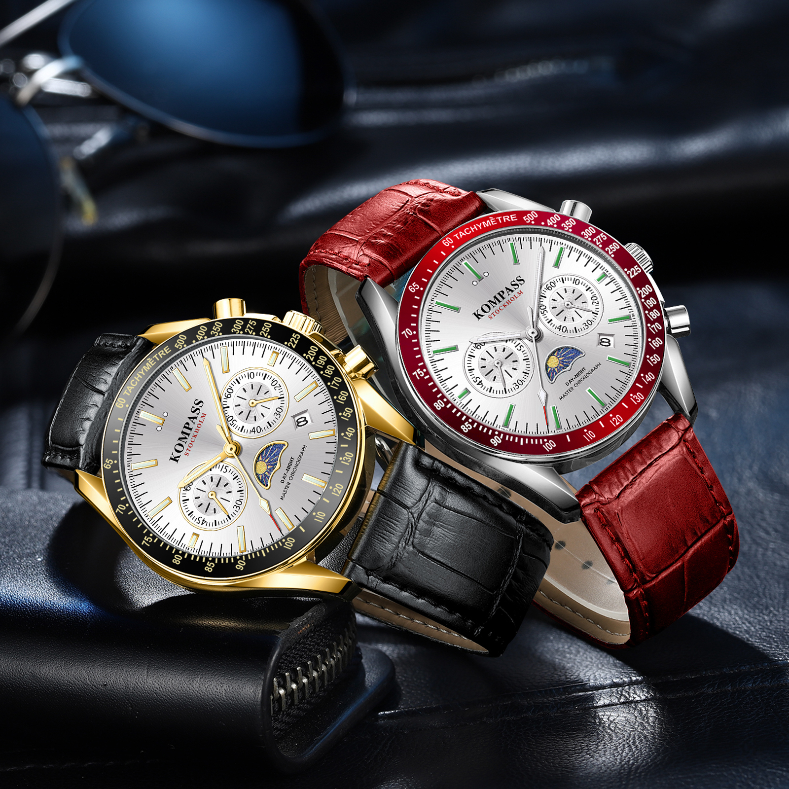 Kompass Day-Night Master Chronograph Gold Silver Black - 9