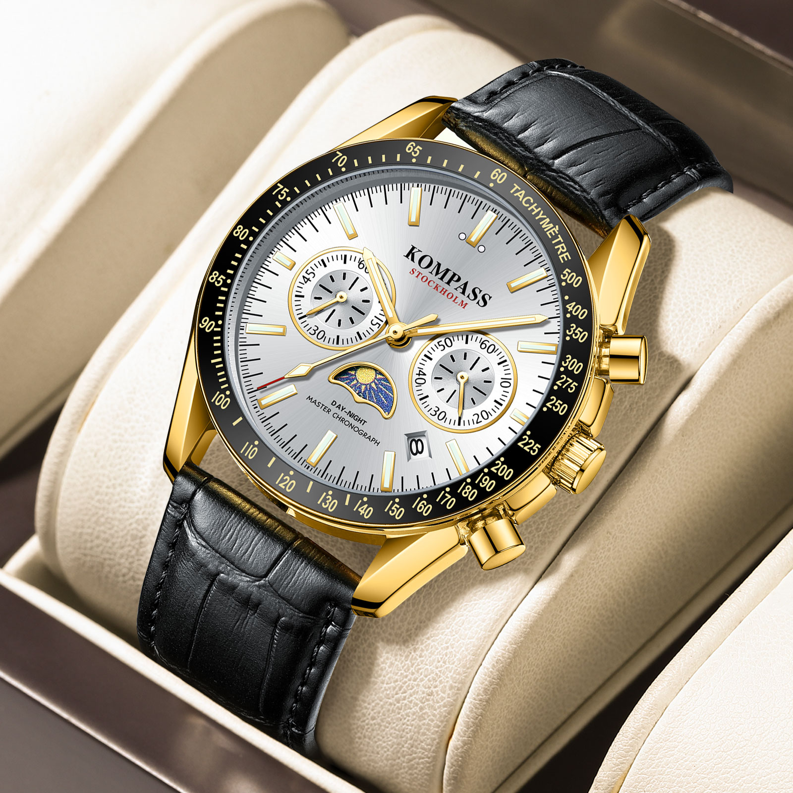 Kompass Day-Night Master Chronograph Gold Silver Black - 5
