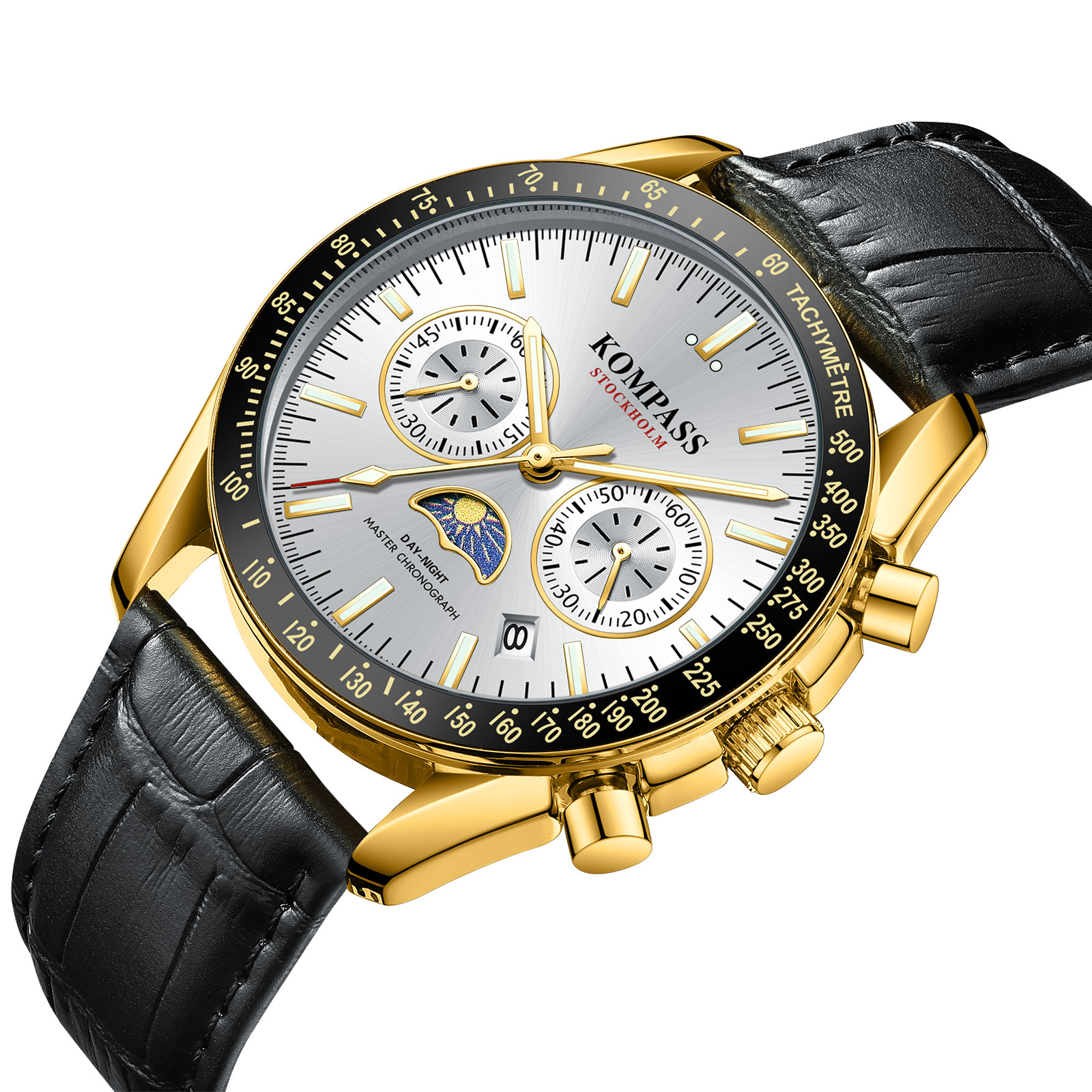 Kompass Day-Night Master Chronograph Gold Silver Black - 2