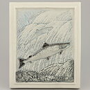 Staffan Johnson (Province Animals 1980s) White Wall Plaque with Salmon Motif 20 cm
