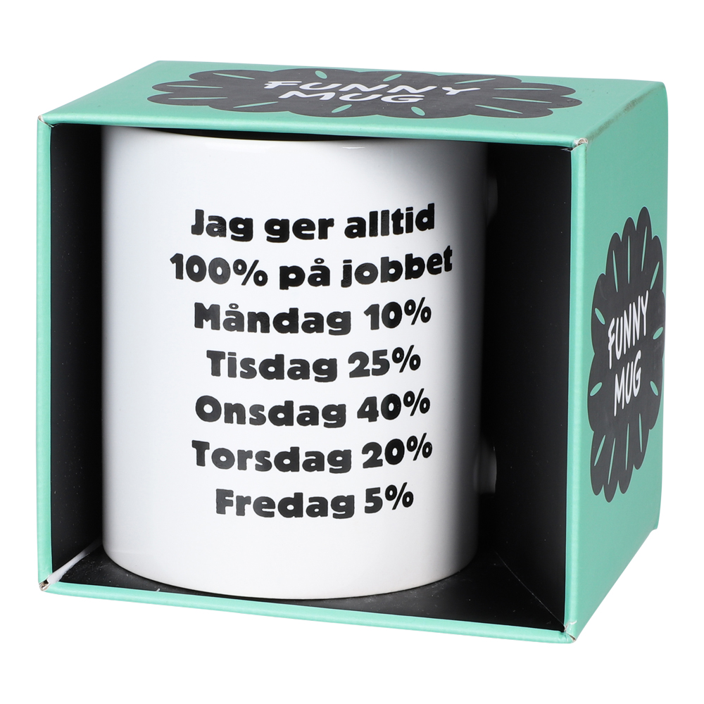 Funny Mug - 100% på jobbet - 2