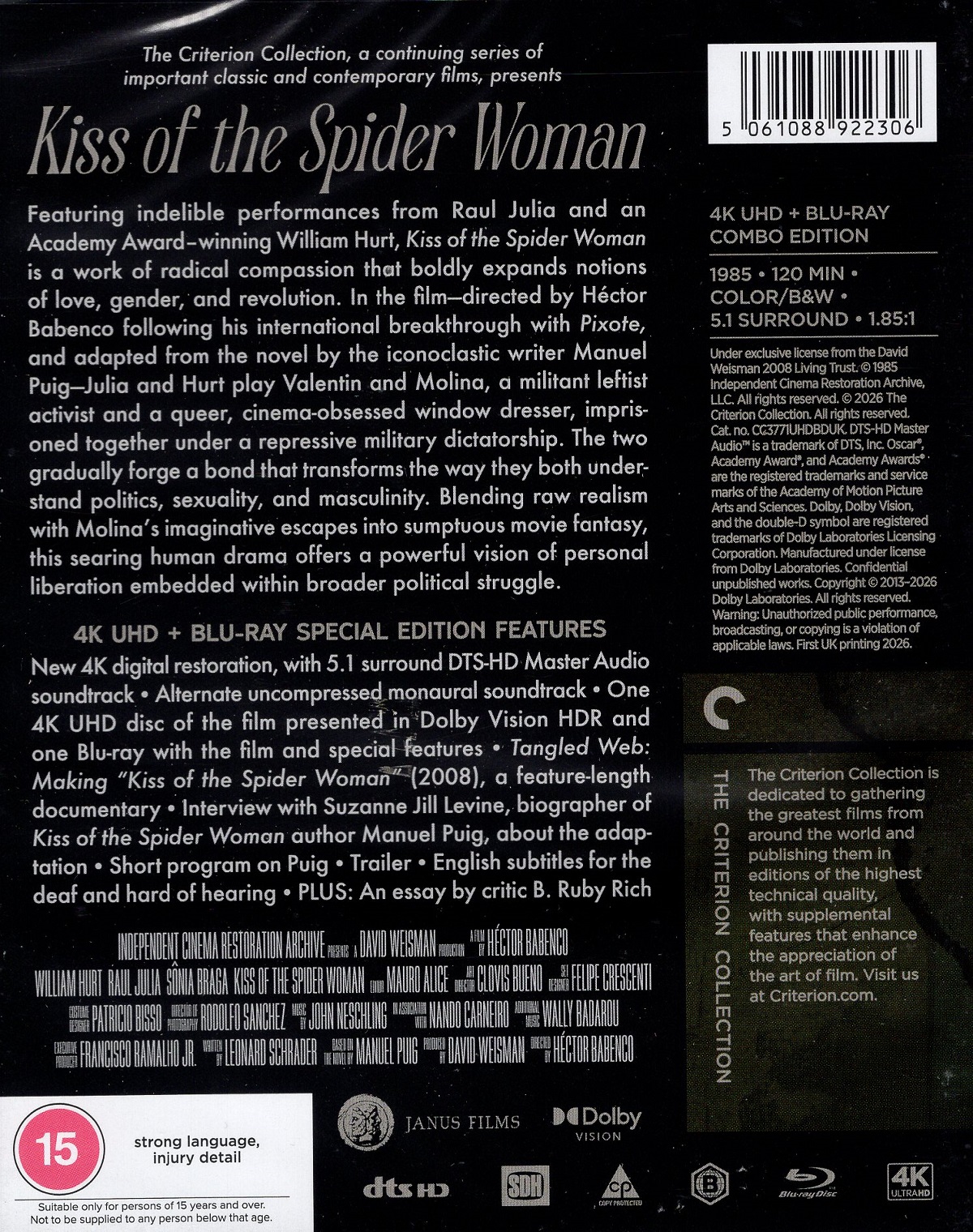 Kiss of the Spider Woman (Criterion Collection) (ej svensk text) (4K Ultra HD + Blu-ray) - 2
