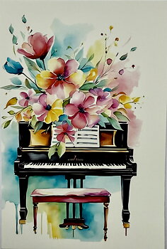 Kort Akvarell Piano