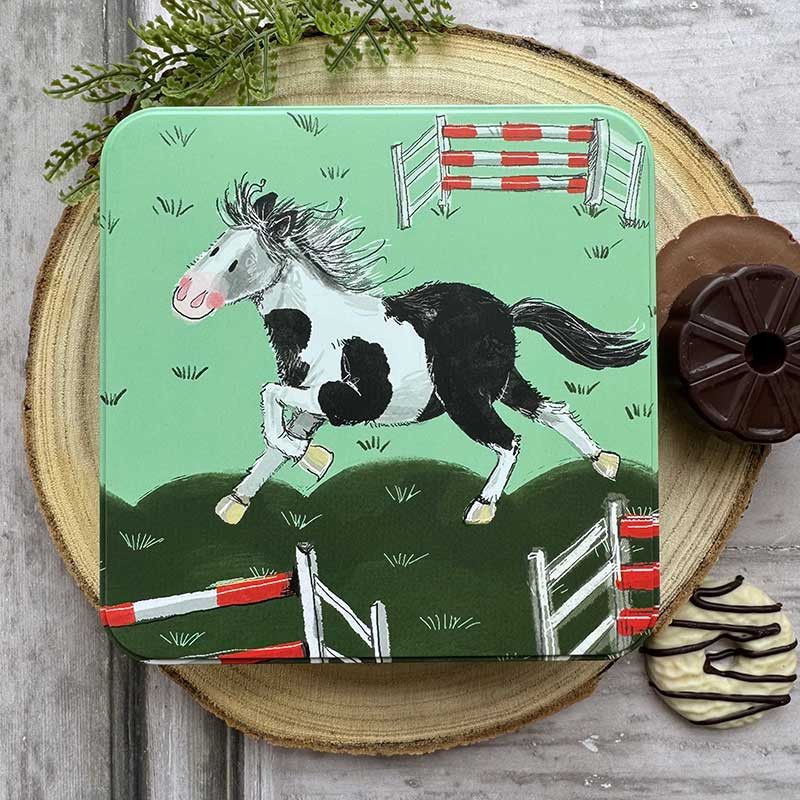 Square Tin Alex Clark Horse Motif Jumps
