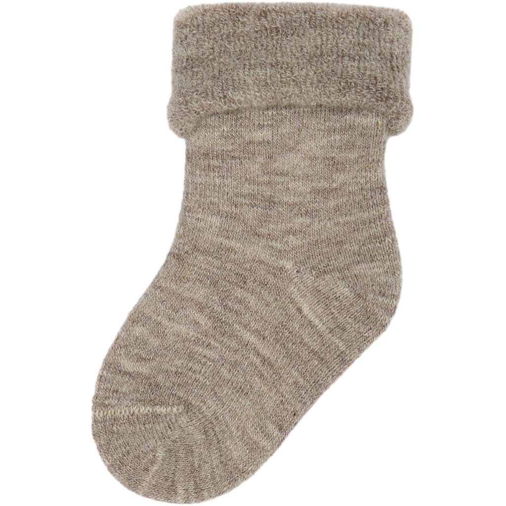 Minipop Wool Baby Sock Brown Melange - 3