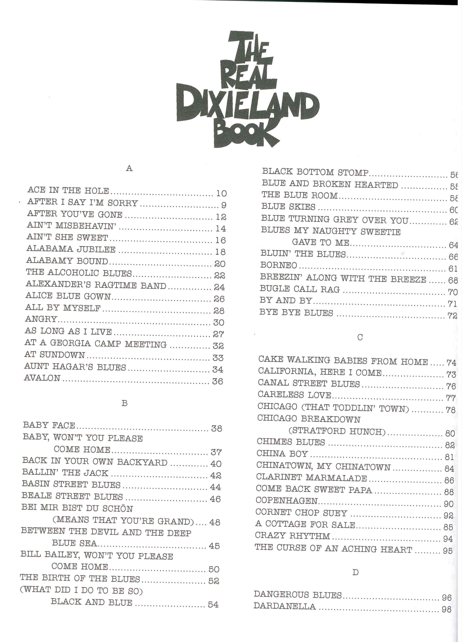 The Real Dixieland Book - "C" - 2