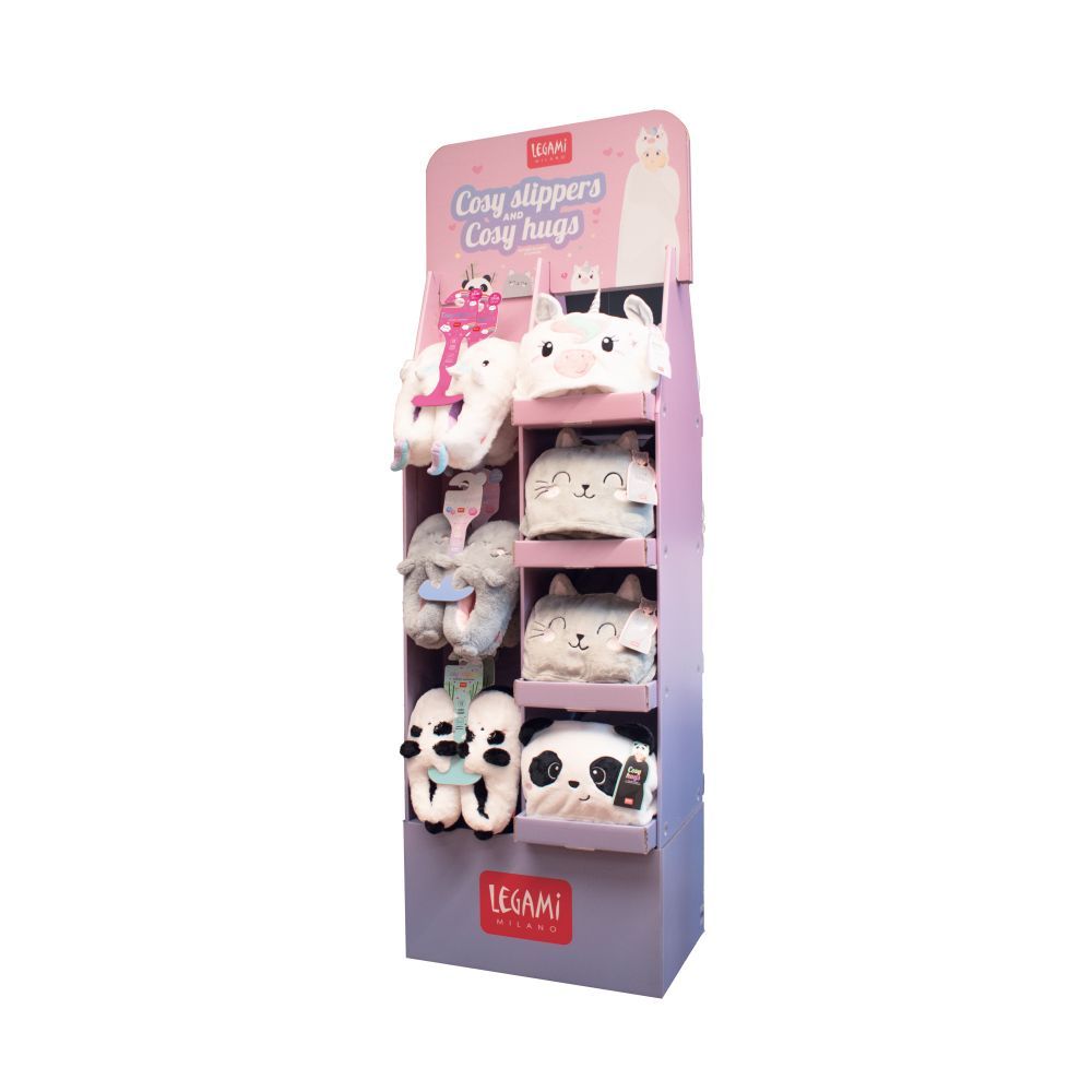 Tom gulvdisplay til Cosy slippers & Cosy hugs