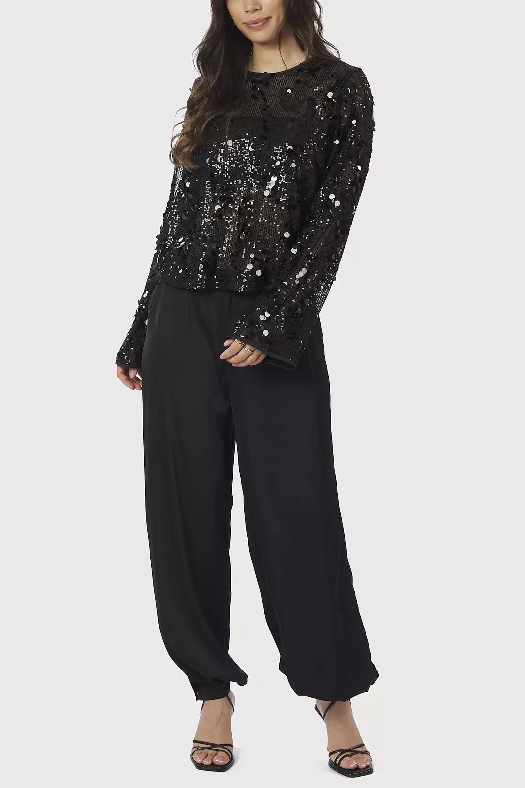Neo Noir &nbsp;- Fayla Drapy Satin Balloon Pants Black - 3