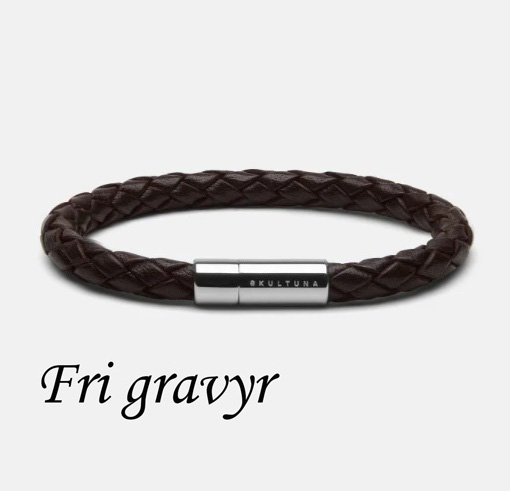 LEATHER BRACELET BROWN 6MM STEEL free engraving