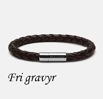 LEATHER BRACELET BROWN 6MM STEEL free engraving
