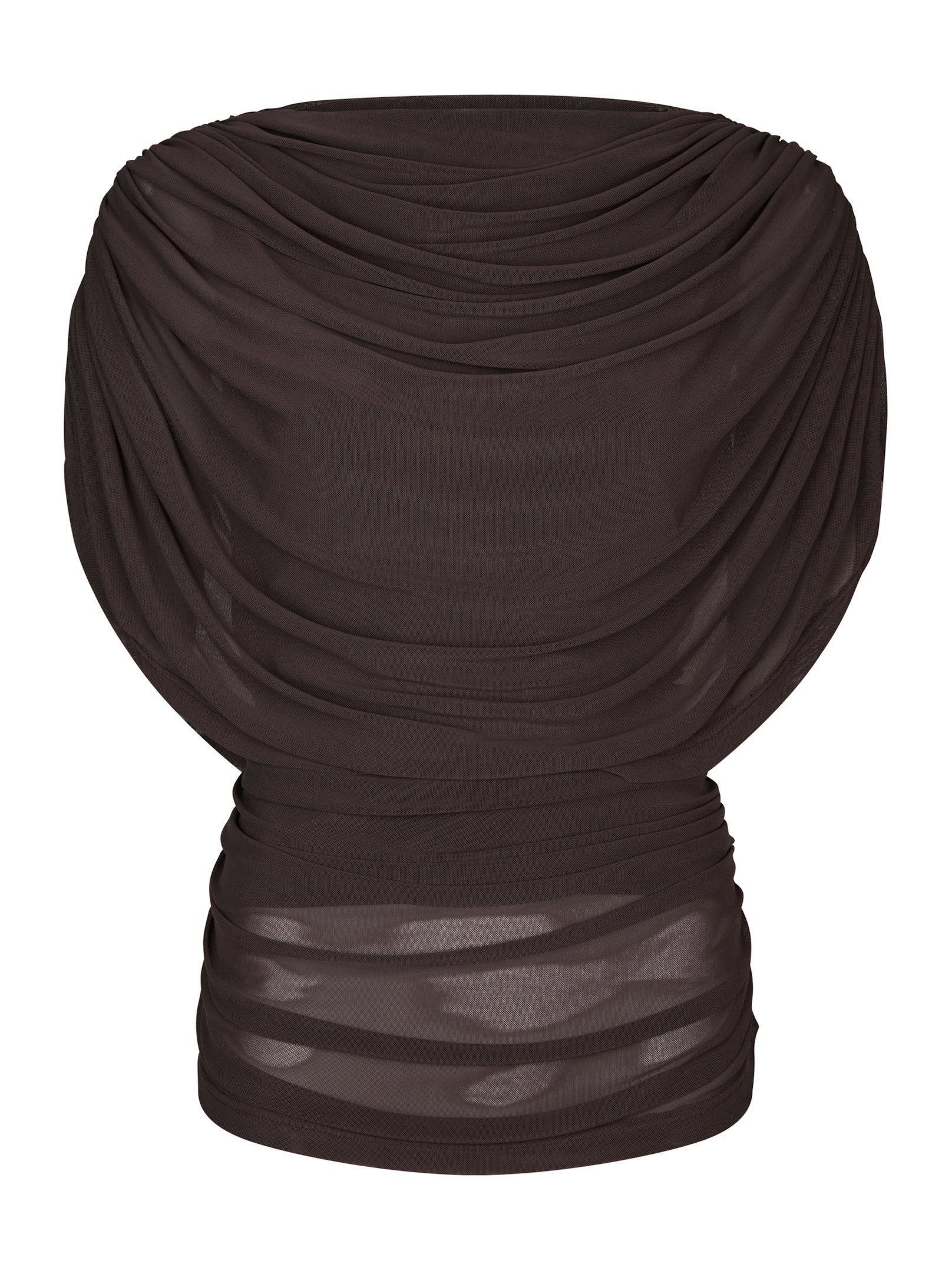 Neo Noir &nbsp;- Cottuna Drapy Mesh Top Brown - 8