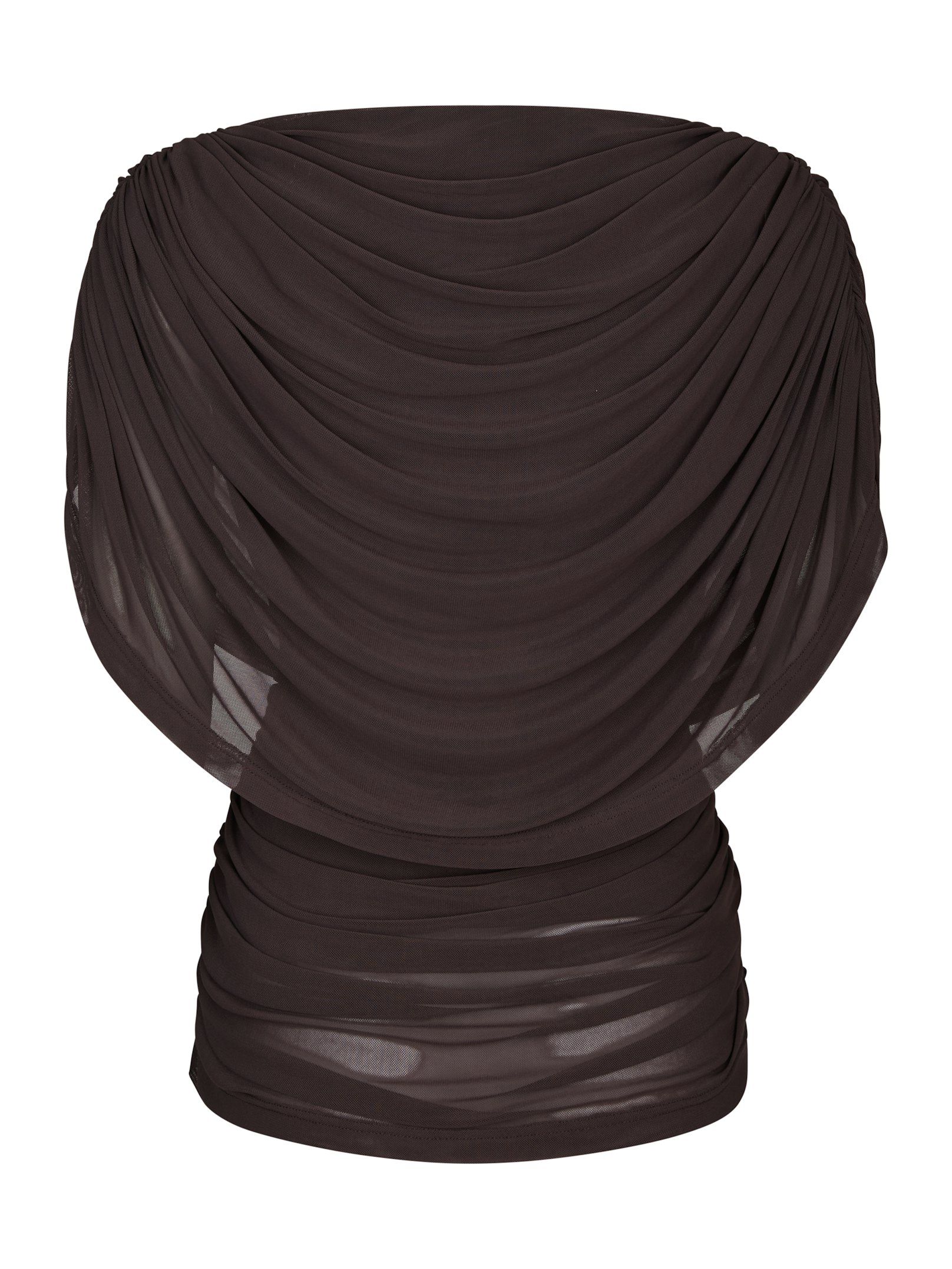 Neo Noir &nbsp;- Cottuna Drapy Mesh Top Brown - 9