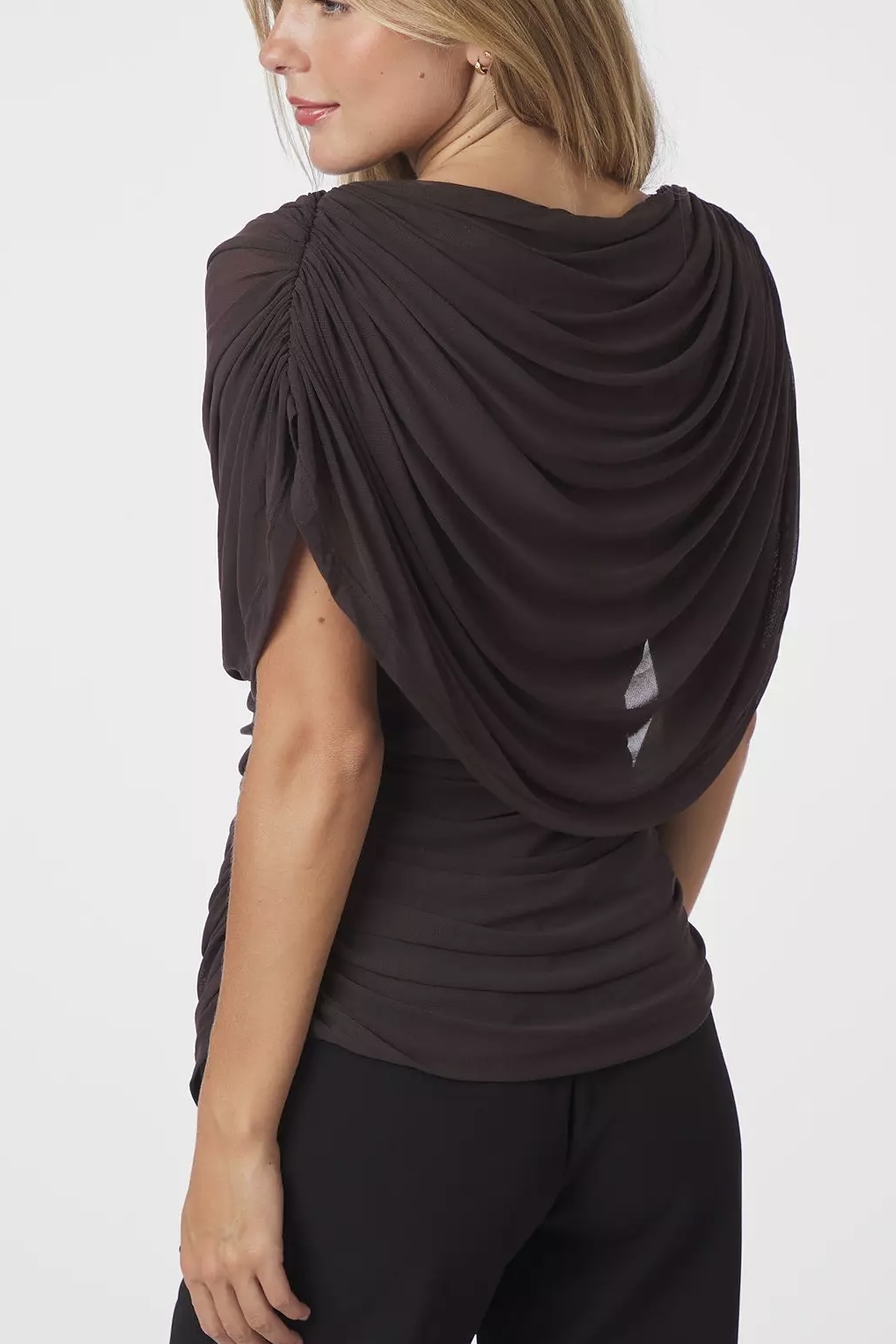 Neo Noir &nbsp;- Cottuna Drapy Mesh Top Brown - 2