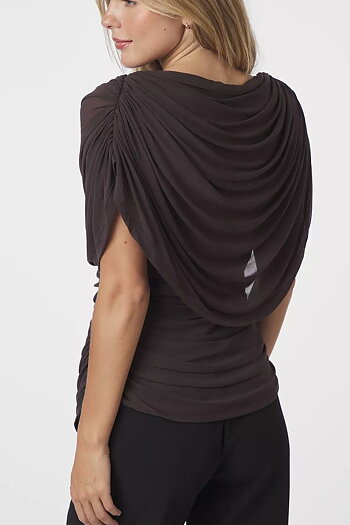 Neo Noir &nbsp;- Cottuna Drapy Mesh Top Brown
