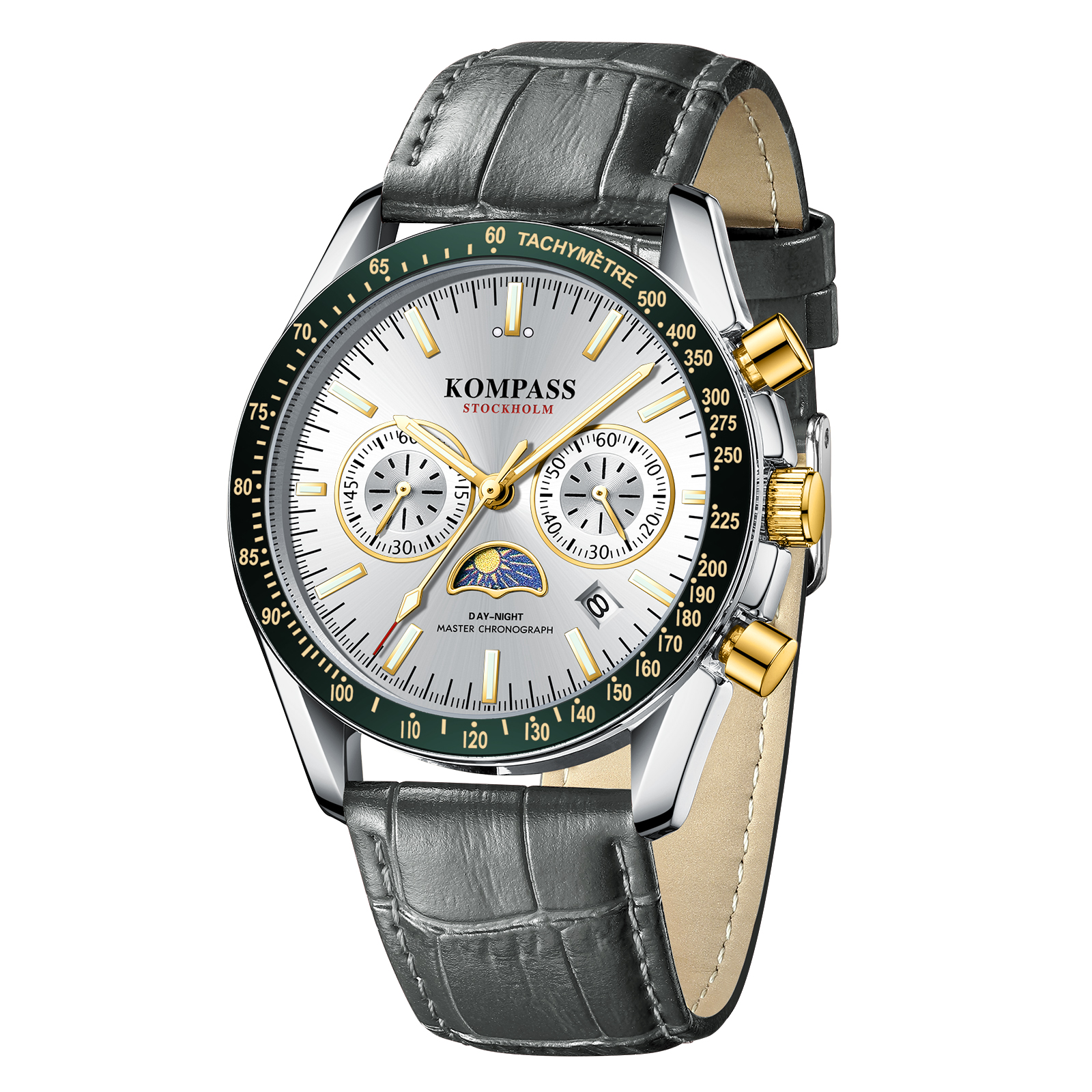 Kompass Day-Night Master Chronograph Silver Gray Green - 3