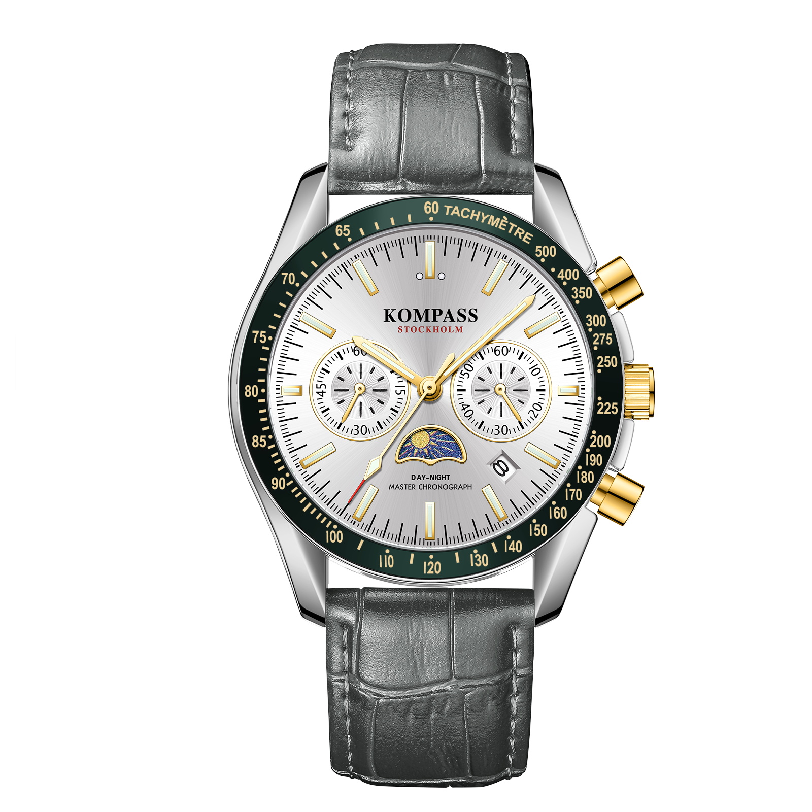 Kompass Day-Night Master Chronograph Silver Gray Green