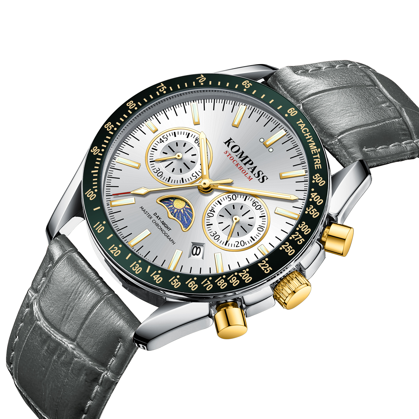 Kompass Day-Night Master Chronograph Silver Gray Green - 2