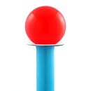 Otto Brauer (Gulvvase 1962) Turquoise Cased Bottle Vase with Red Ball 33 cm