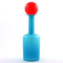 Otto Brauer (Gulvvase 1962) Turquoise Cased Bottle Vase with Red Ball 33 cm