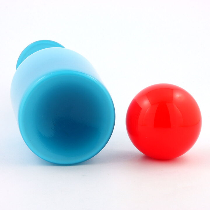 Otto Brauer (Gulvvase 1962) Turquoise Cased Bottle Vase with Red Ball 33 cm