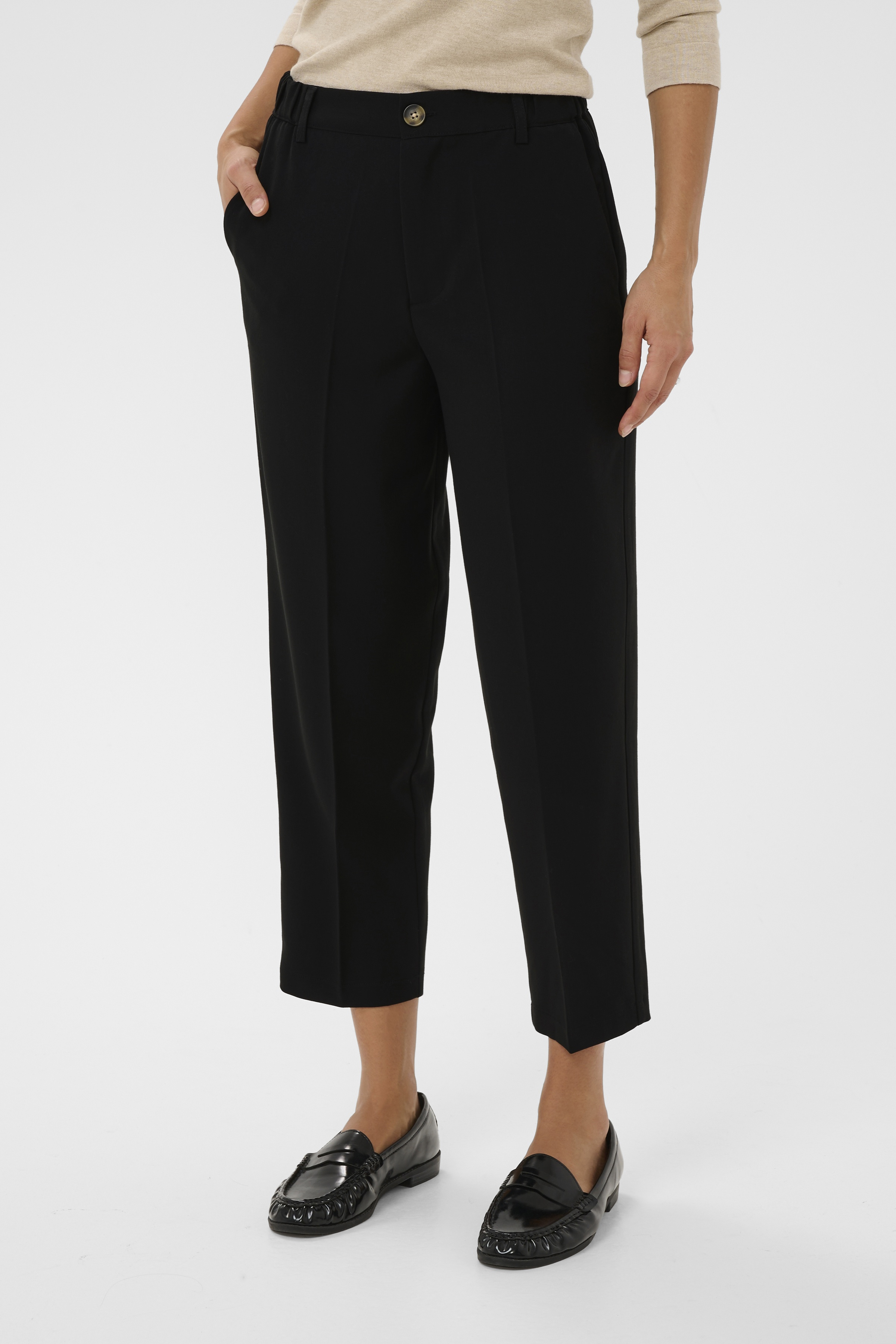 KAheather Cropped Pants Black Deep  Svart kostymbyxa