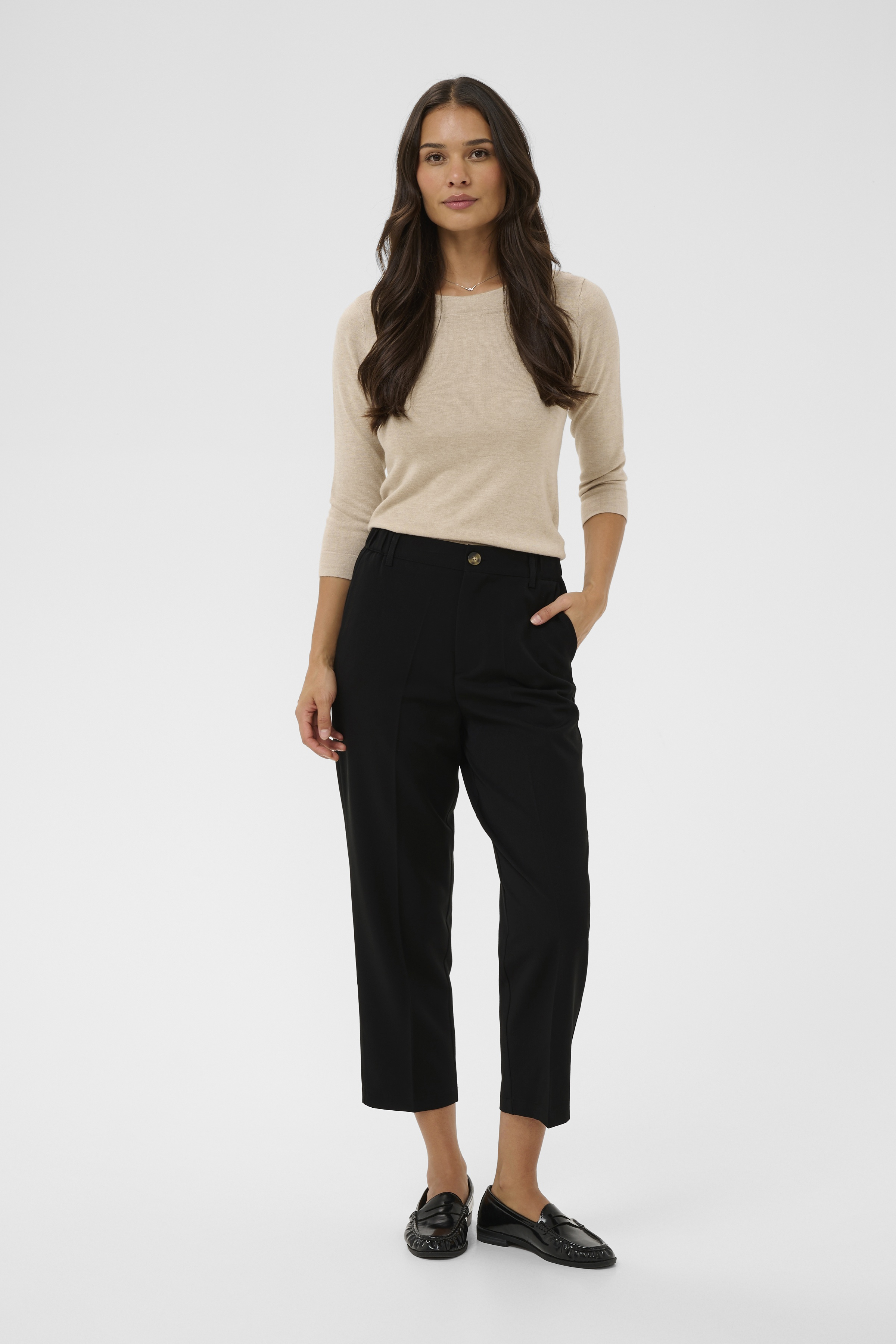 KAheather Cropped Pants Black Deep  Svart kostymbyxa