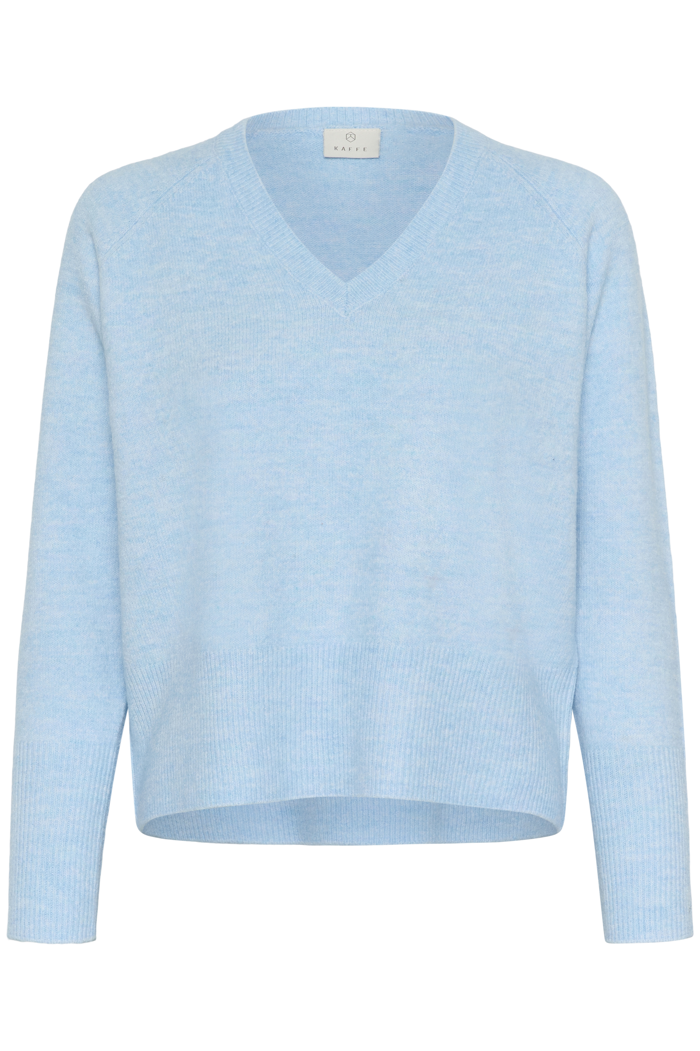 KAniel V-neck PulloverPowder Blue Melange StickadTröja - 7
