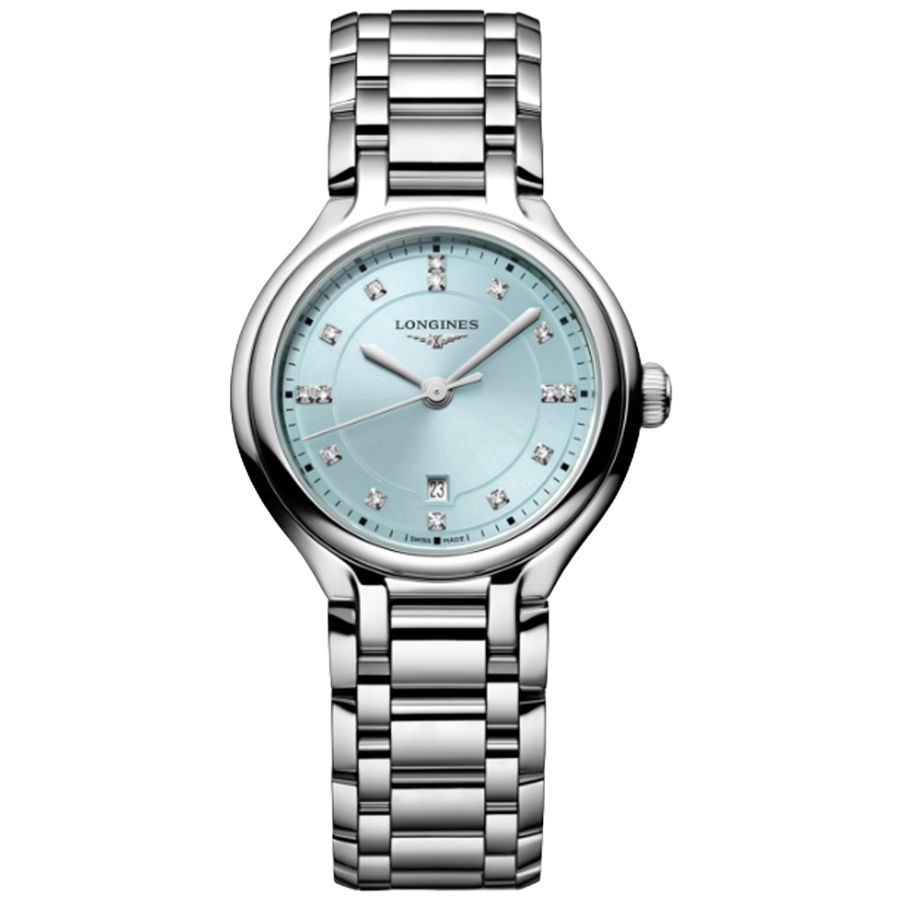L8.142.4.97.6 Longines Primaluna 30 mintblå med diamant index