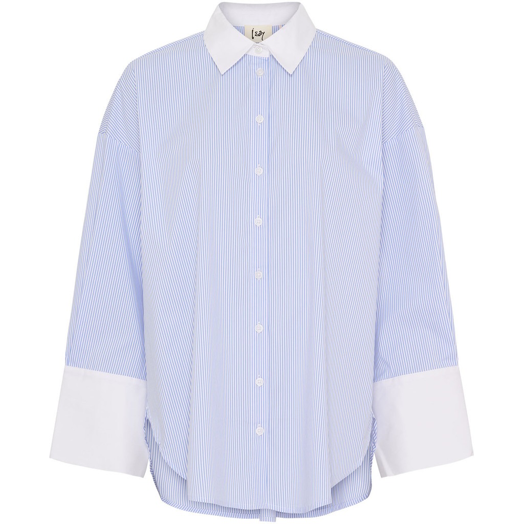 Sigga Contrast Shirt - Light Blue Stripe - Isay