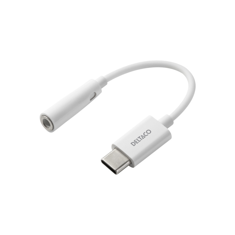 DELTACO USB-C till 3,5 mm adapter, stereo, aktiv, 11 cm