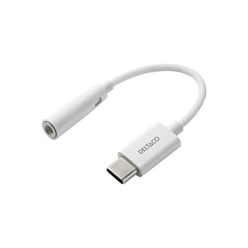 DELTACO USB-C till 3,5 mm adapter, stereo, aktiv, 11 cm
