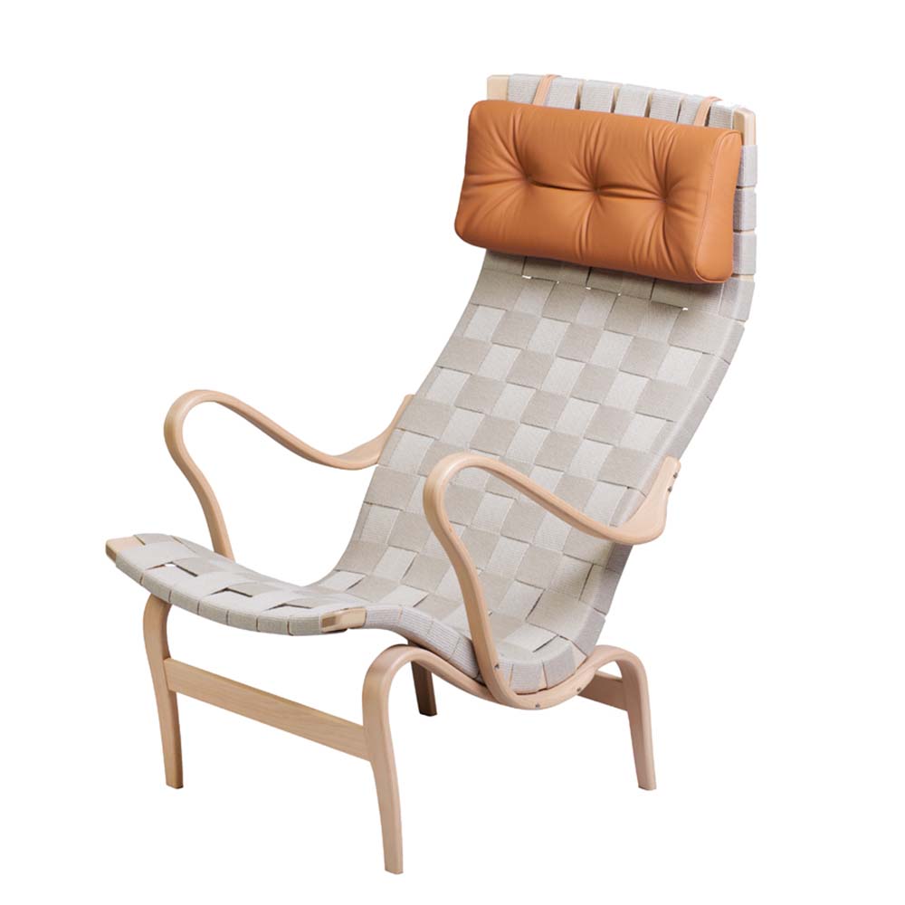 Pernilla 2 Mi 477 Armchair (Beech/Linen straps) - Bruno Mathsson