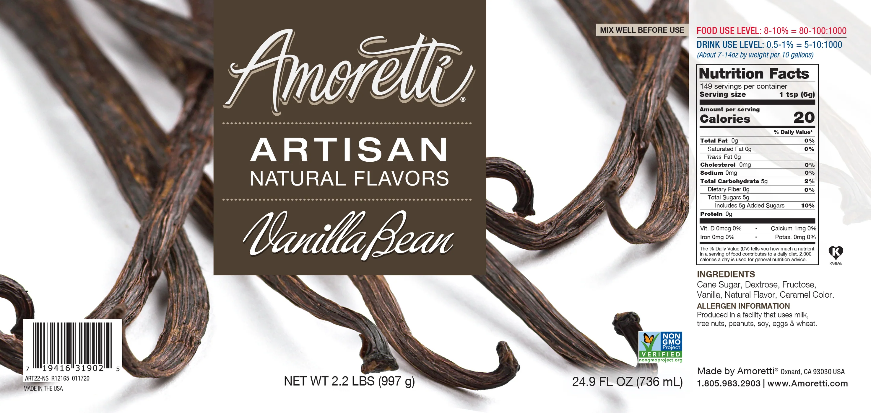 Vanilla Bean, Amoretti Artisan, 226 g - 2