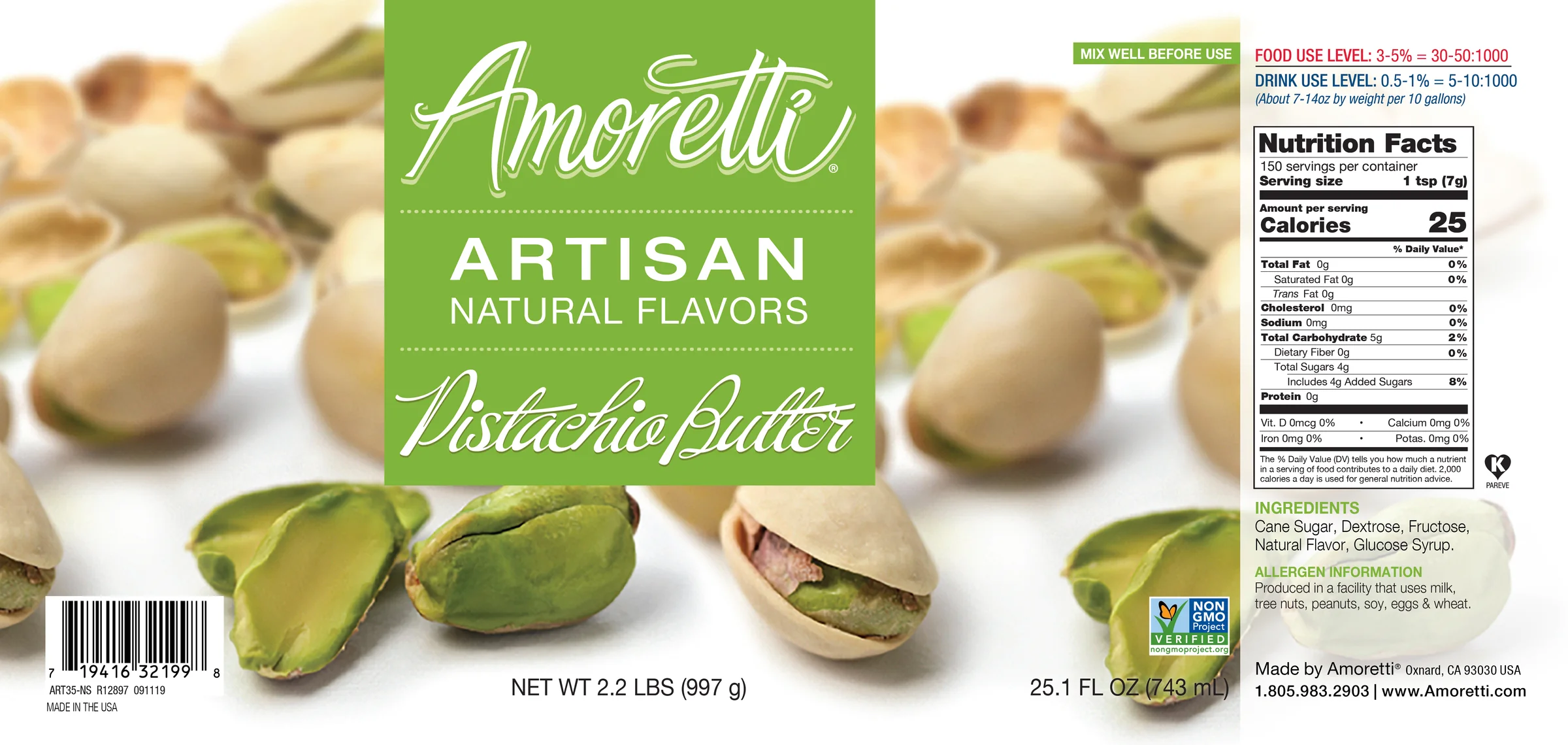 Pistachio, Amoretti Artisan, 226 g - 2