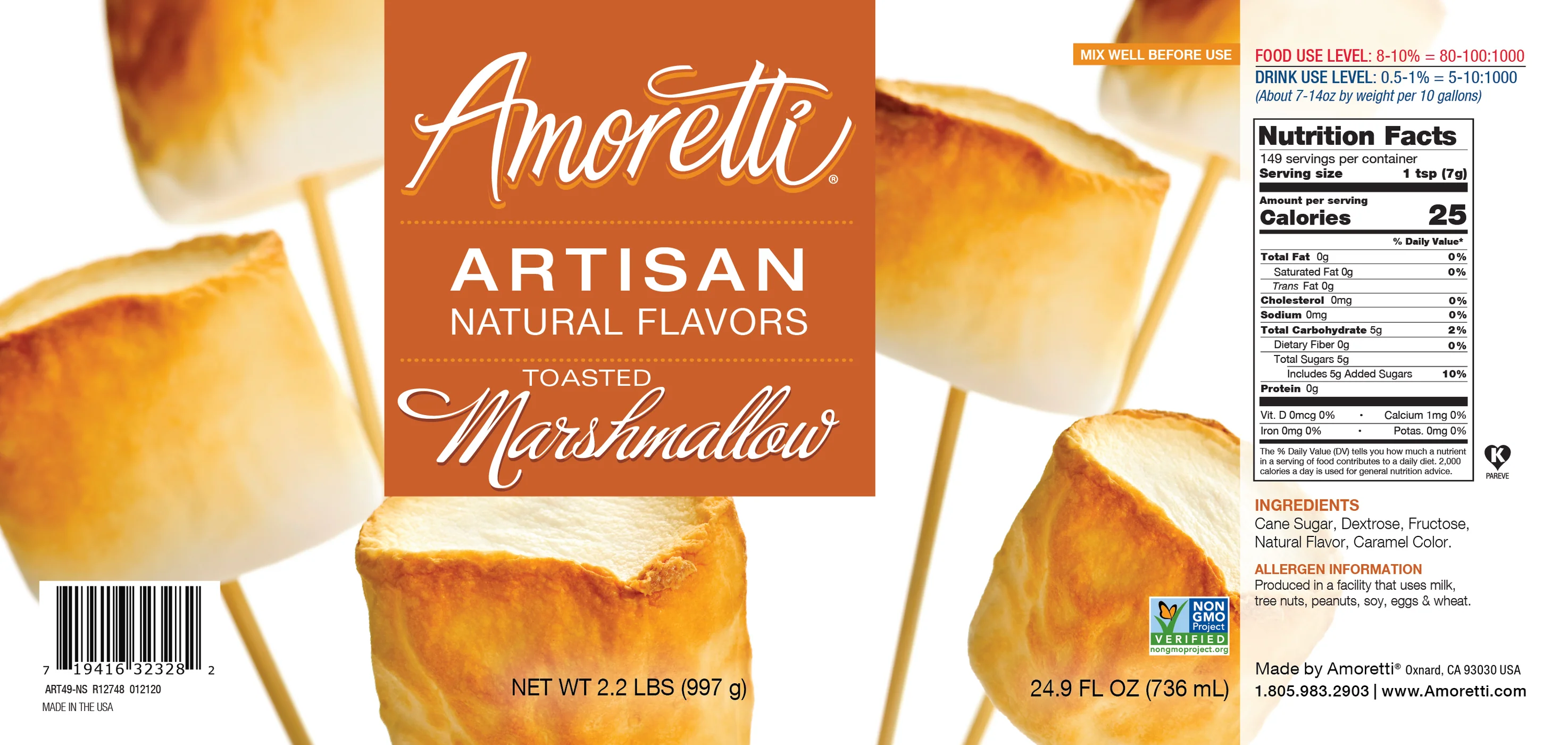 Toasted Marshmallow, Amoretti Artisan, 226 g - 2