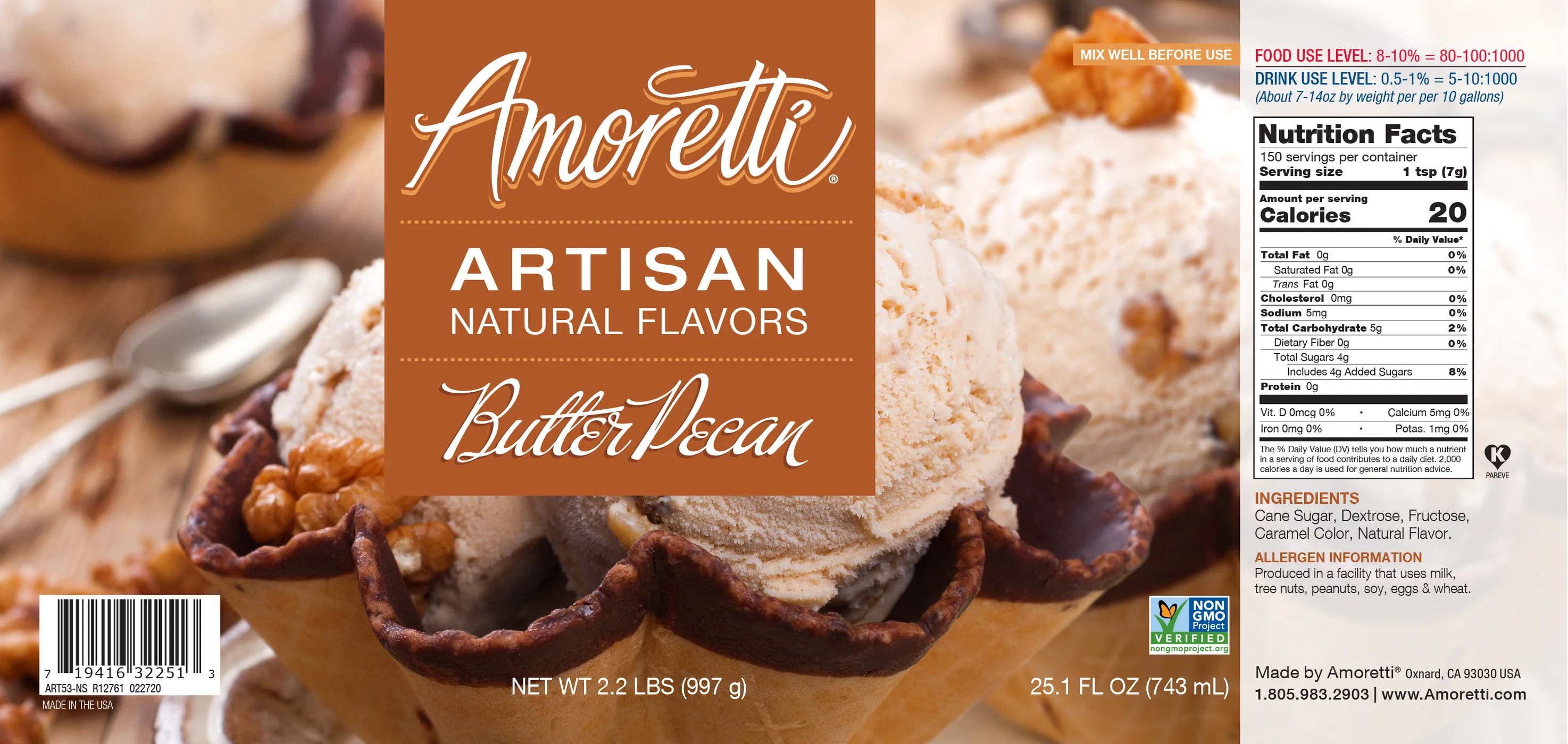 Pecan, Amoretti Artisan, 226 g - 2