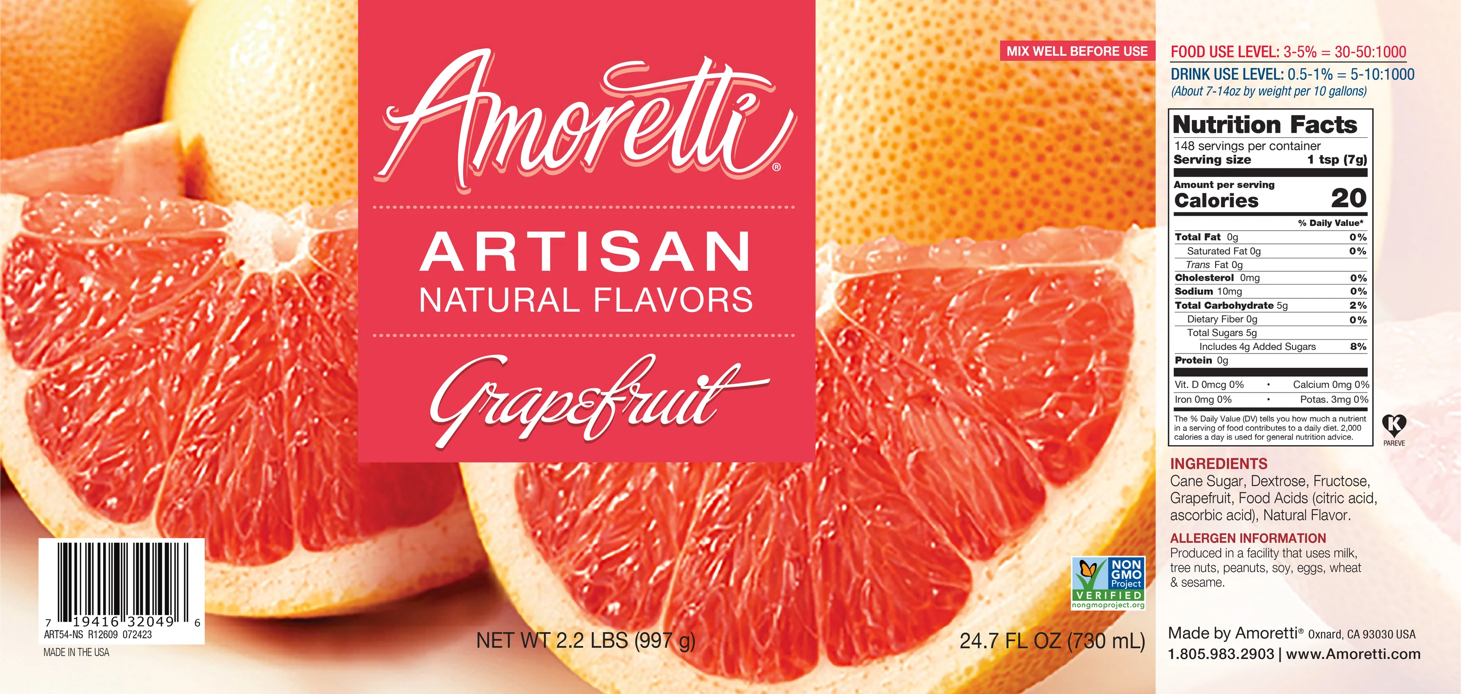 Grapefruit, Amoretti Artisan, 226 g - 2