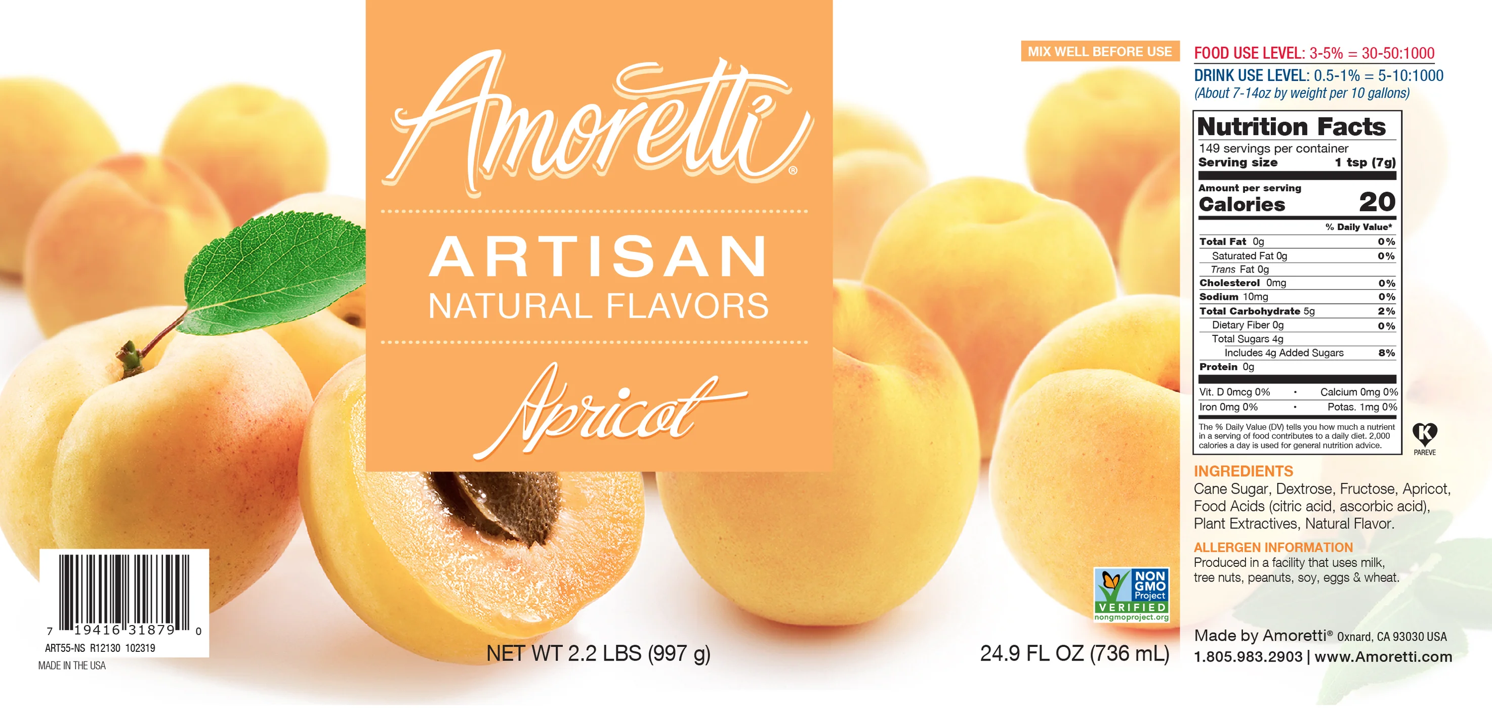 Apricot, Amoretti Artisan, 226 g - 2