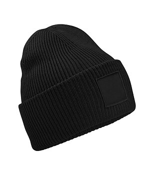 Beechfield Deep Cuffed Tonal Patch Beanie – ribbstickad mössa i återvunnet material