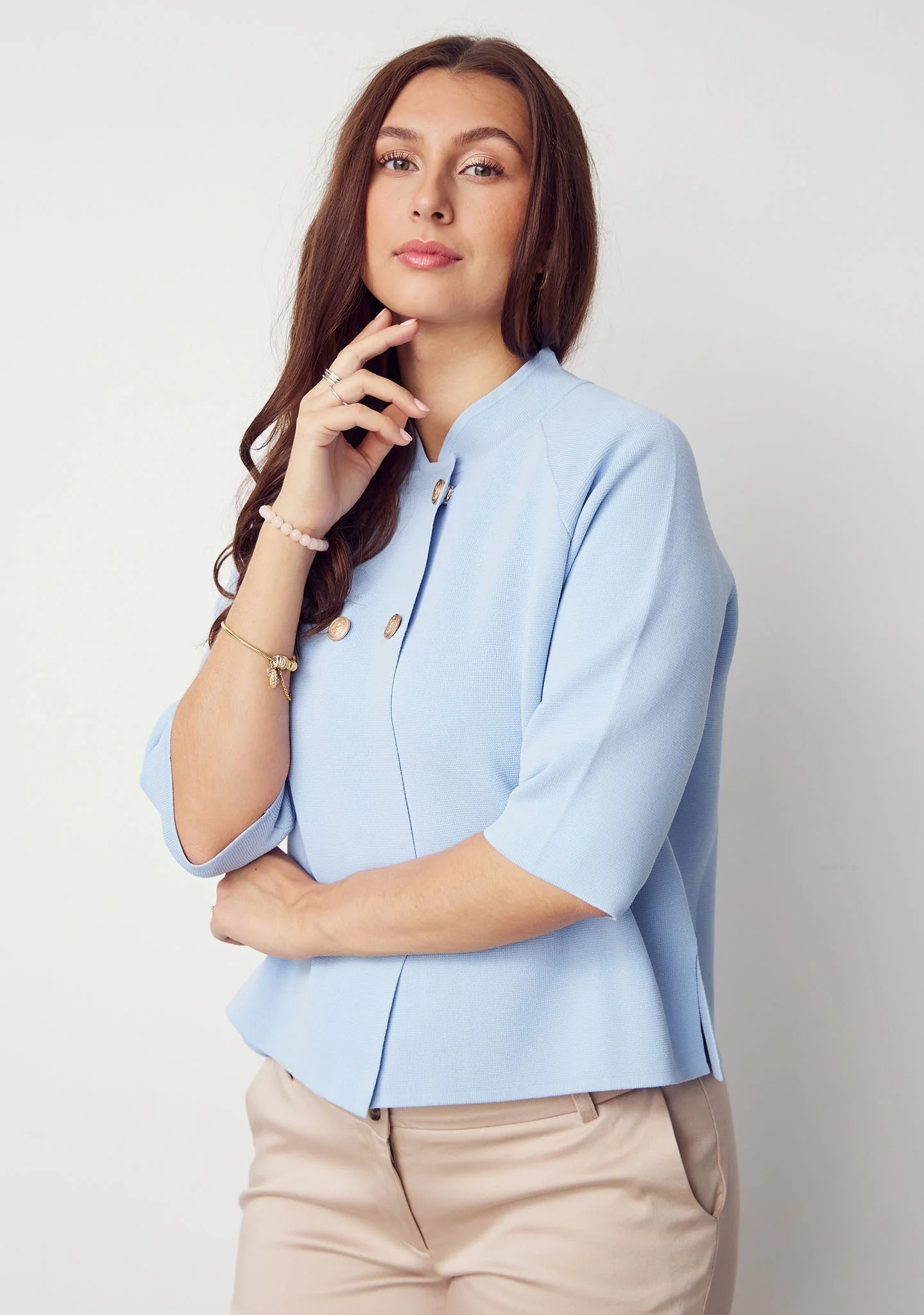 Jena Poncho Blouse - Light Blue - Isay