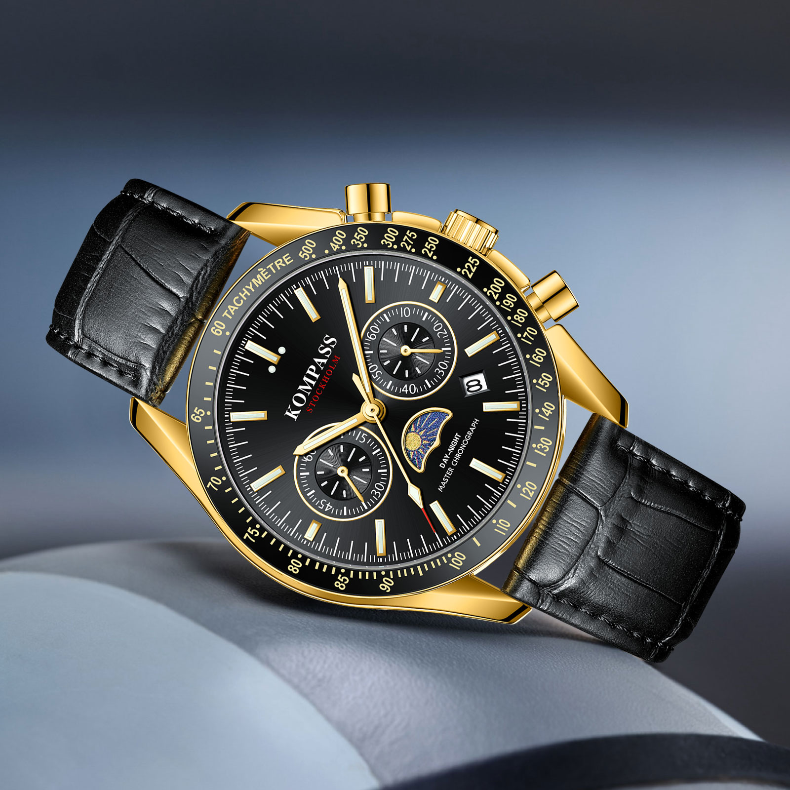 Kompass Day-Night Master Chronograph Gold Black - 4