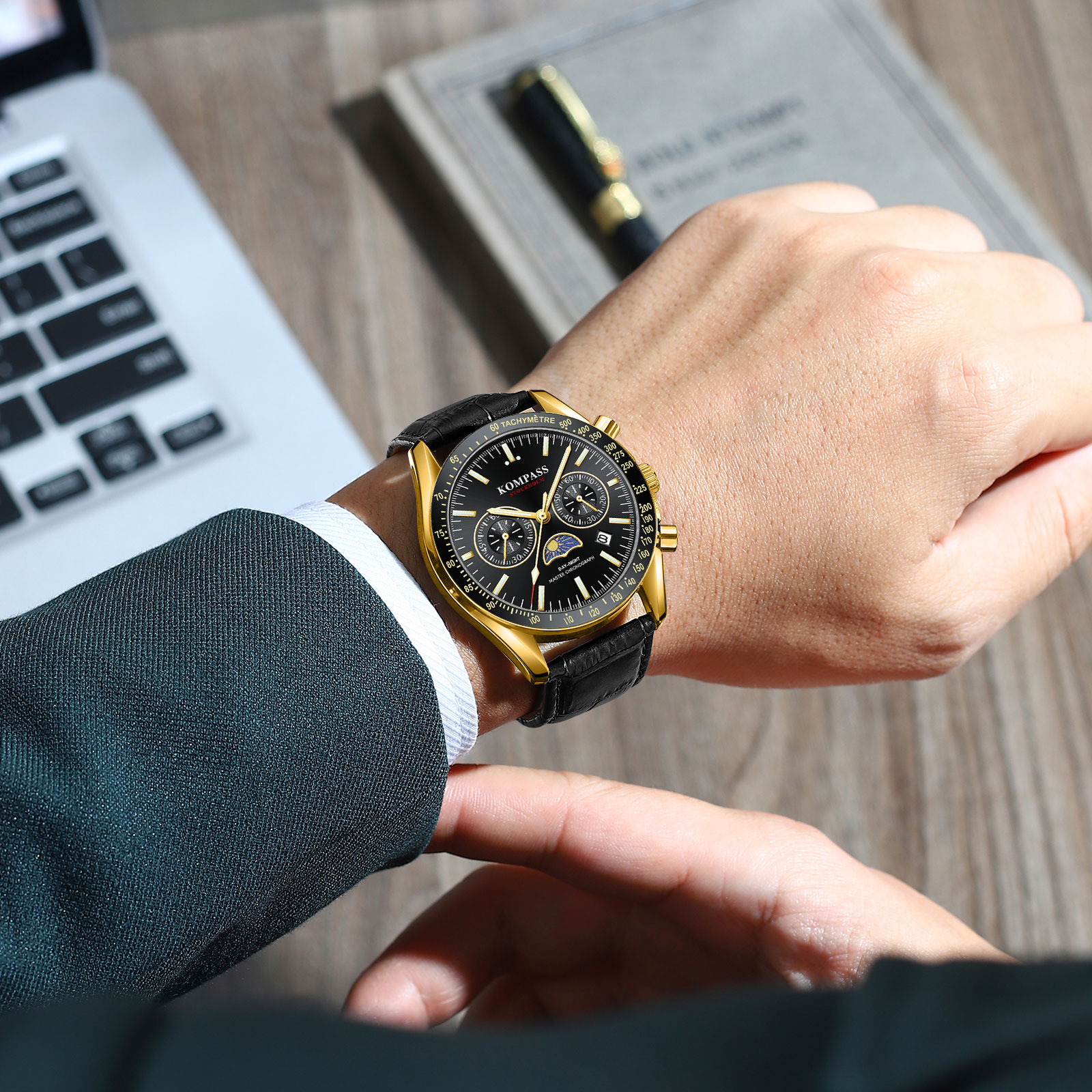 Kompass Day-Night Master Chronograph Gold Black - 6
