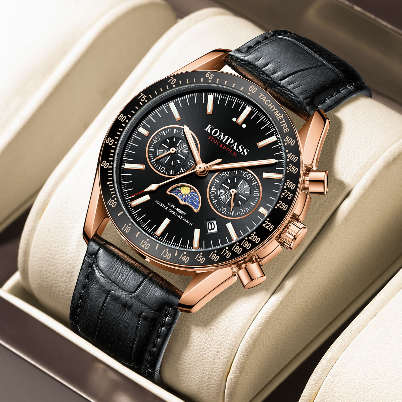 Kompass Day-Night Master Chronograph Rose Gold Black - 6