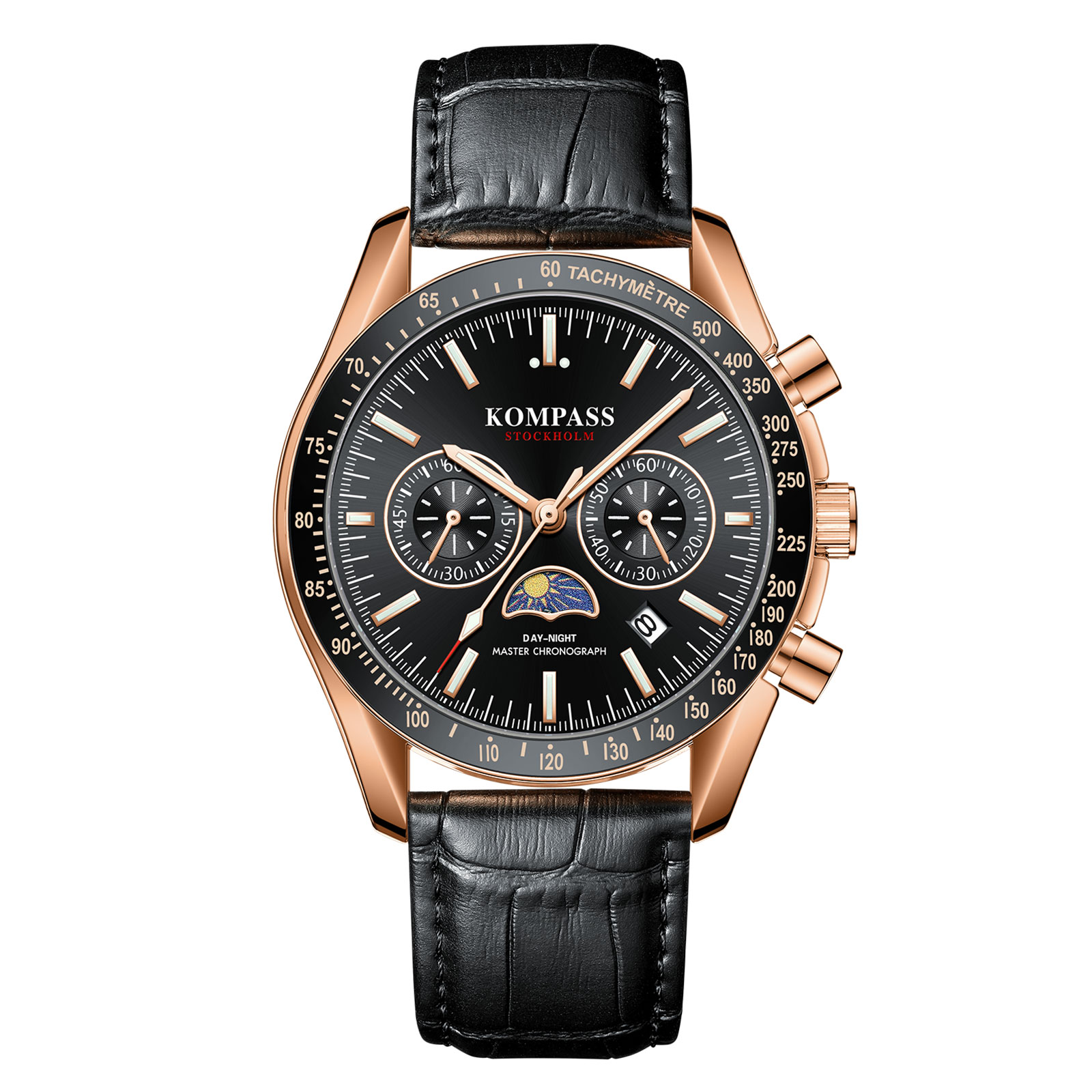 Kompass Day-Night Master Chronograph Rose Gold Black