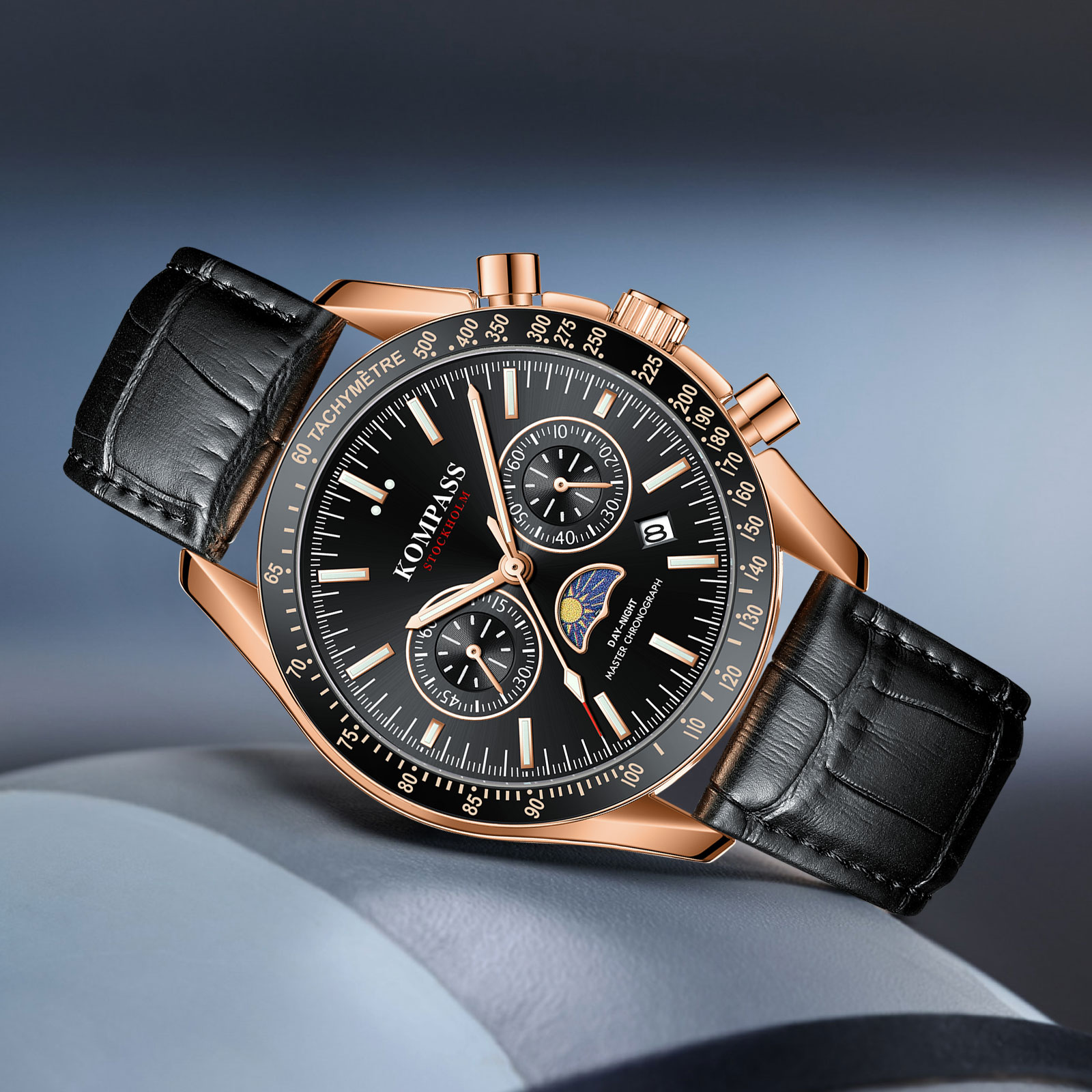 Kompass Day-Night Master Chronograph Rose Gold Black - 5