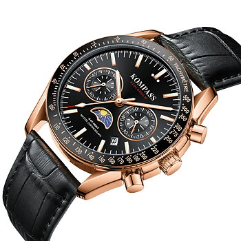 Kompass Day-Night Master Chronograph Rose Gold Black