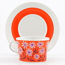 ロールストランド  Palma Rödシリーズ  オレンジ色のコーヒーカップ  花模様  9.5cm  1960年代  [サンプル画像]