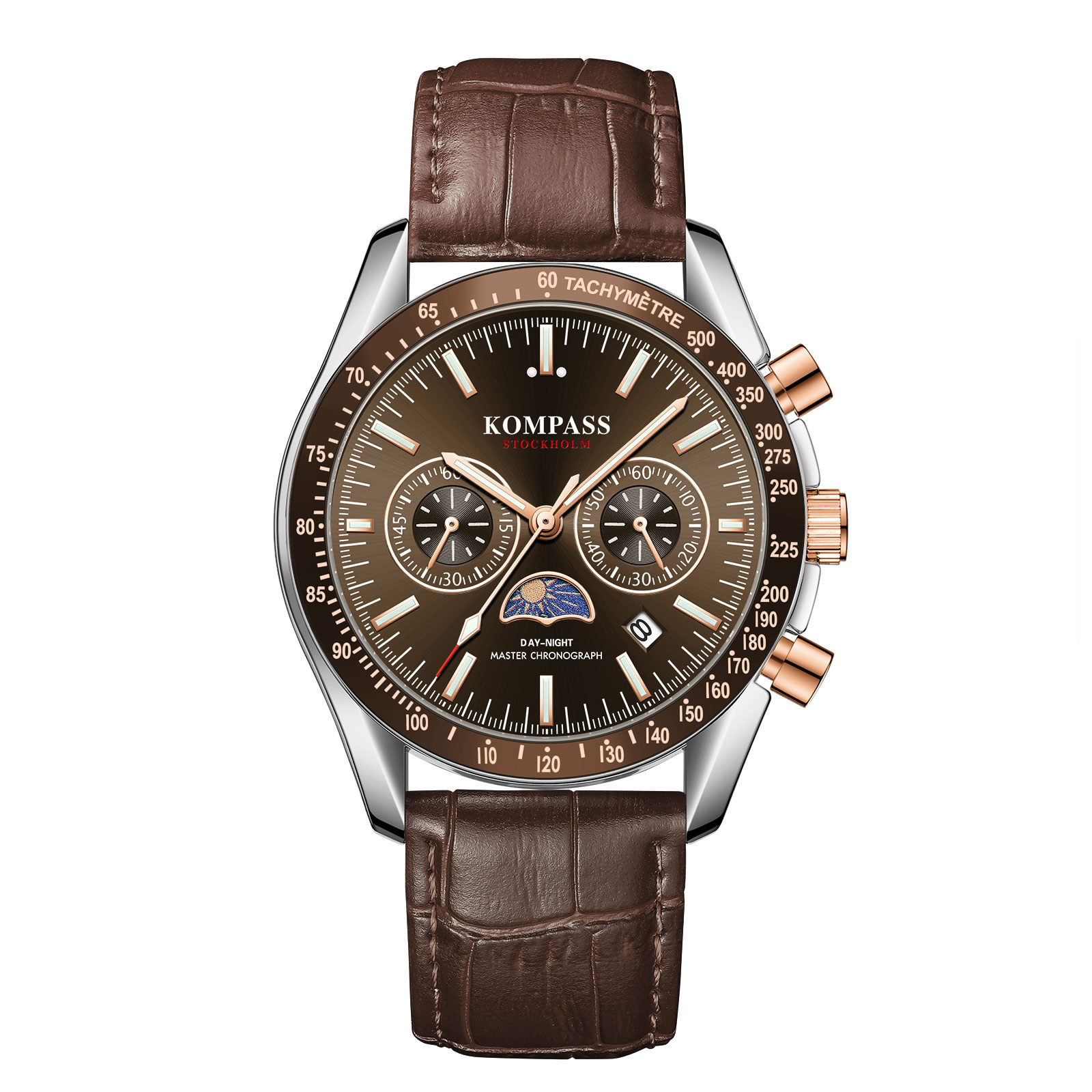 Kompass Day-Night Master Chronograph Silver Brown