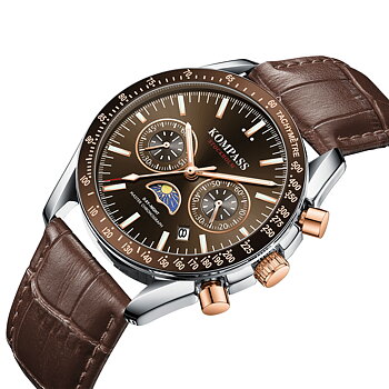 Kompass Day-Night Master Chronograph Silver Brown